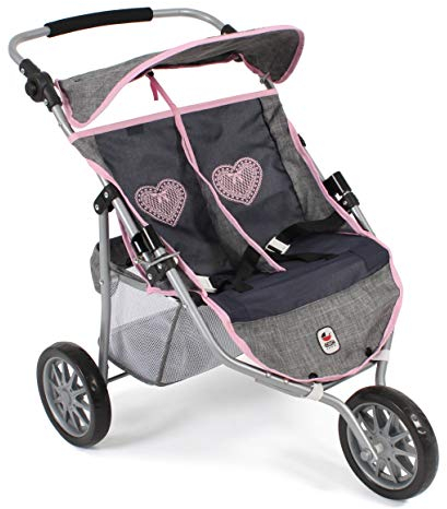 Bayer Chic 2000 697 26 Jogger Poussette Double pour poupées jusqu'à 50 cm Gris Marine