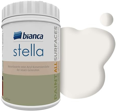 Bianca Stella Universalfarbe Ohne Schleifen - Wasserbasierte Parfümierte Renoiverfarbe für Möbel, Holz, Fliesen, Metall & Kunststoff - Sahara, Glänzend, Kratzfest, Hochdeckend, 1000ml