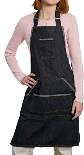AWHALE Multipurpose Cross Back Denim Chefs Apron - BBQ, Painting, Garden, Cooking for Men and Women with pockets