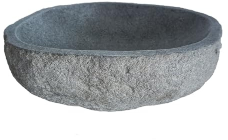 Vente-unique - Aufsatzwaschbecken Watu -L 50cm x B 45cm x H 15cm- Naturstein - grau