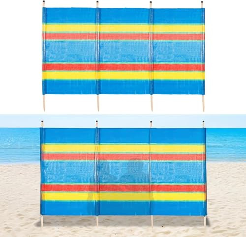 Garden Mile Paravento a 8 pali resistente multicolore per giardino, spiaggia, vacanze, roulotte e campeggio, frangivento alto 1,5 m, frangivento per la privacy, 462 cm x 150 cm