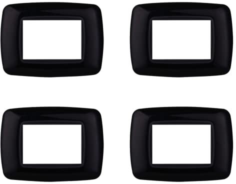 4 Pezzi Placche Compatibile Con Bticino Living, Placche Plastica Bombata (3 Posti/Moduli,Nero)