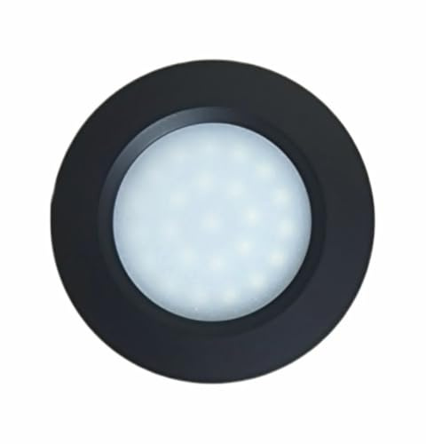 MARVIX Foco LED 12V 24V con interruptor táctil regulable para autocaravana, barco, negro, blanco frío 6000K (paquete de 1)