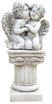 Gartenstatuen Gartenskulptur Angel Skulptur, Garten Hof Garten Garten Kiss Harz Skulptur Wohnzimmer Dekoration Ornamente (Color : Angel+Roman Column)