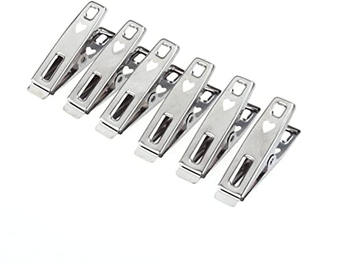 Zerodeko Pinces à Linge en Acier Inoxydable Multifonctions 40 Pièces Clips Métalliques De Cœur Taille Compacte pour Vêtements Et Chaussettes Usage Domestique