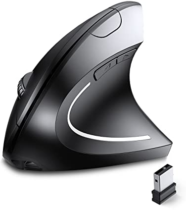 ASOYIOL Ergonomic Mouse Wireless, Ergo Mouse with USB Receiver, 6 Buttons 3 DPI 1000/1200/1600 Vertical Mouse for Desktop, Laptop,Computer Mouese Wireless(Right Hand,Black)