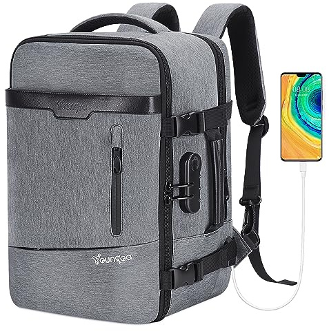 YOUNGOA Handgepäck Rucksack 40x20x25 fur Ryanair, Reiserucksack Flugzeug mit Diebstahlsicheres Zahlenschloss fur Herren Damen