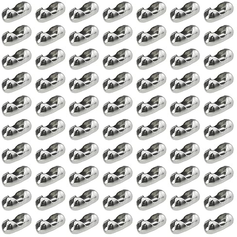70Pcs Silver Ball Chain Connectors Fit for 4mm 4.5mm Beaded Chains Pull Connector Clasps for Roman Rollers Blinds Ceiling Fan Decor Chain Repair Jewelry Making Accessorie Clips for DIY Crafts