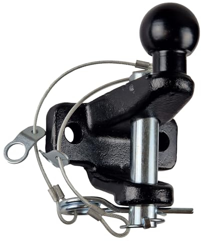 Doblit Gancio di traino a sfera | 3500 kg max rimorchio | Giunto legale per rimorchio su strada | Omologato E11 R55 | Sfera standard da 50 mm e perno da 24 mm | Finitura verniciata nera