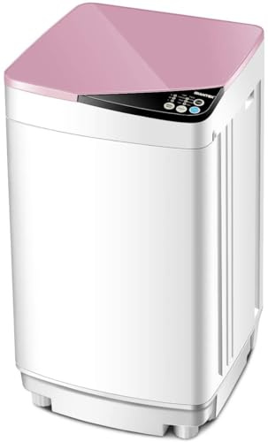 Waterjoy Portable Washing Machines, 7.7 lbs Load Capacity Portable Washer and Dryer Combo with Built-in Barrel Light & LED Display for Household and Apartment （Pink）
