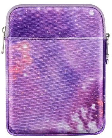 MoKo 6-7 Inch Kindle Sleeve Bag, Protective Nylon Cover Compatible with Kindle Colorsoft, Kindle Paperwhite 12th Gen 2024, Kindle 2024-2016, Fire 8/7, Kindle Oasis E-Reader, Purple Starry Sky