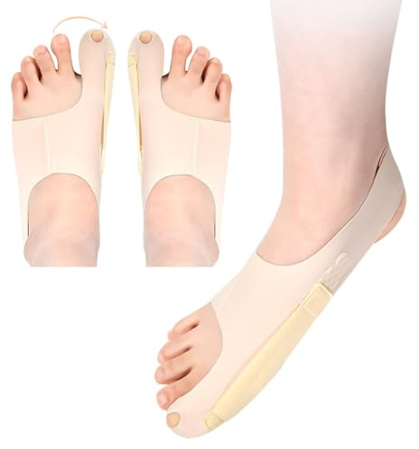 RANJIMA Hallux Valgus Korrektor, 1 Paar Valgus Korrektur Zehentrenner,Ballenzehen Korrektur,Ballenpolster,Hallux Schiene Valgus Socken Entlastung Großer Zeh Bandage Eingebauter Silikon-Stoßdämpfer (M)