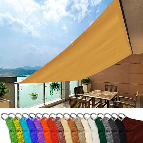 Balkonbespannung 1.4x9.5m, Sonnenschutz Schutz UV Schutz Sonnenschutz Markis im Viele Größe und Farben für Outdoor Patio Gartenpavillon， Strandgelb