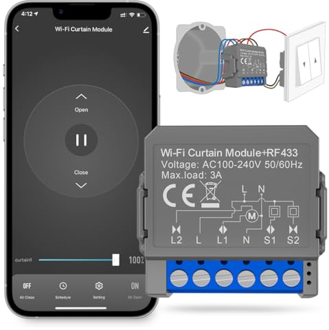 MIUCDA Smart Rolladenschalter Modul WIFI + RF mit Prozentfunktion mit Alexa Google Home DIY Elektrische Rolladensteuerung Zeitschaltuhr APP Steuerung für Rolladenmotor Jalousien und Markisen