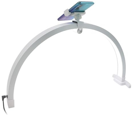 Luz LED de media luna + soporte para teléfono móvil, para arte de uñas, pestañas HD-M12X, color blanco