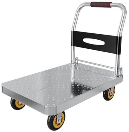 Faltbarer Schubkarren aus Stahl, Transportwagen, Plattformwagen, 27 x 18 x 31 Zoll, 425 kg Tragkraft, für Autowerkstätten, Silbrig