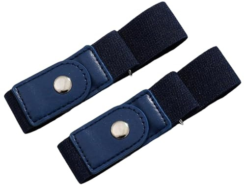 SHITINGRM Cintura elastica Jean Button Stretch Regolabile Vita Fibbia Pulsante Rapido per Pantaloni Cintura Stringere Vita Pulsante Cintura Cucire, Blu scuro, 30x3cm