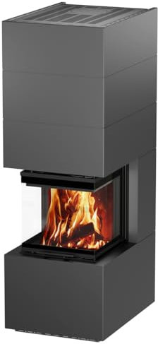 H&M Ready Uh 500/500 STYLE Stahl titan lackiert 3-Seitiger Kaminbausatz abnehmbare segmentierte Stahlverkleidung 11kw hochschiebbare Tür Bauart 2 fertig montiert ohne Mauern oder Verputzen