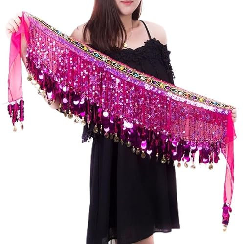 Bauchtanz HüFttuch Mode Quaste Bauchtanz Taille Kette Kostüm Münze Rock Gürtel Hip Wrap Bühne Kleidung Mädchen und Frauen Tanz tragen Bauchtanz KostüM Damen(G)