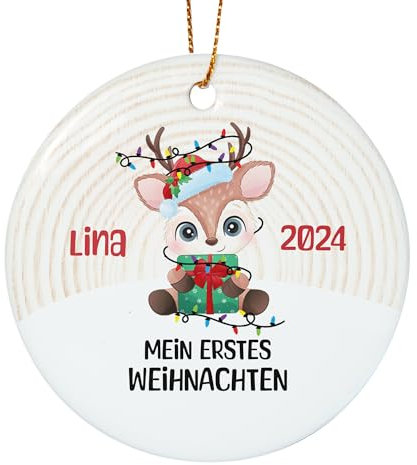 Weihnachtsanhänger personalisiert | Mein erstes Weihnachten 2025 | Weihnachtskugel mit Name | Baby Christbaumschmuck