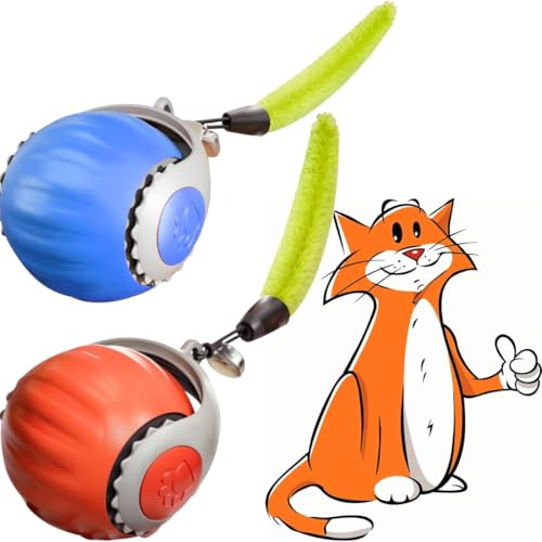 BLOOOK Interaktives Katzenspielzeug Selbstbeschäftigung,Magic Ball Katzen Katzenbälle,Interactive Cat Toy,Katzenspielzeug Maus,Katzenzubehör Indoor,Katzen Sachen (Blau Orange)