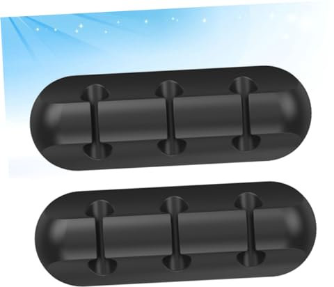 HOMSFOU 2pcs Silicone Cable Holder Clips Wire Management Organizers Strong Adhesive for Wall Desk and Home Office Efficient Black