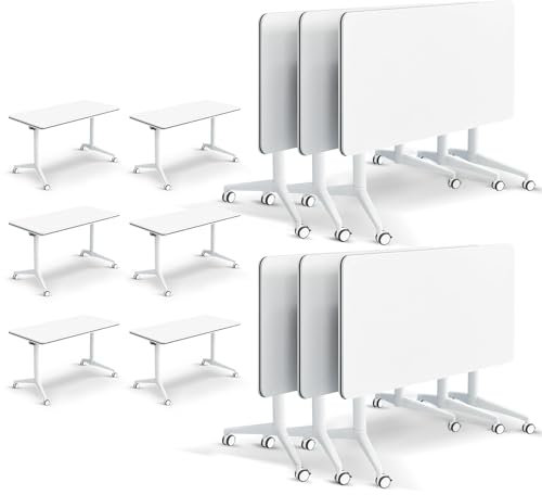 Konferenztisch, 140 cm, mobiler zusammenklappbarer Trainingstisch mit Universalrollen, moderner rechteckiger Seminartisch, für 2-10 Personen, für Training, Klassenzimmer, Büro