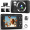 Digitalkamera, 4K 64MP Kompaktkamera Fotokamera mit 32GB Karte 16X Digitalzoom 2,4 großem Bildschirm Fotoapparat Digitalkamera für Kinder Einsteiger Teenager (Schwarz)