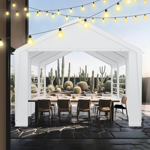 LZQ Cenador de 3 x 6 metros con techo de polietileno de 170 g/m² y paneles laterales con ventana, carpa para fiestas de 3 x 6 m, de acero galvanizado, protección UV, como pérgola o tienda de fiesta