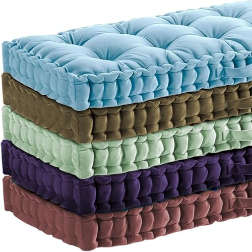 VisLarsc Luxus-Bankkissen, getuftet, weicher Stoff, 10,2 cm dick, französische Bodenkissen, perfekt für Erkerfenstersitze und Innenmöbel, Weinrot, 100 x 35 x 10 cm, in 20 Farben erhältlich