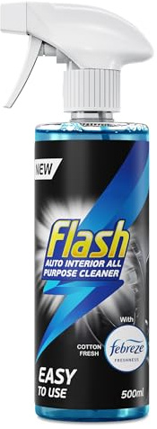 Flash Car Care Automotive All-Purpose Interior Cleaner 500ml, Easy To Use Car Interior Cleaning Spray, Safe For All Interior Surfaces Including Fabrics (Febreze Cotton Fresh Scent)