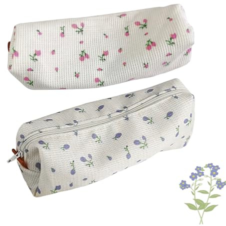 2 Stück Federmäppchen Aesthetic Blumens, Federtasche Mit Reißverschluss, k lein Federmappe, Pencil Case Für Mädchen, Süßes Blumens Stifteetui, Kosmetiktasche, Make Up Und Schreibwaren Organizer Tasche