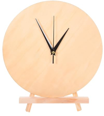 SOLUSTRE DIY Runde Holzuhr Zum Selber Basteln Mit Leeres Zifferblatt Und Zeigersatz Für Wohnzimmer Schlafzimmer Büro 9.84 Zoll Kreative Holz Wanduhr
