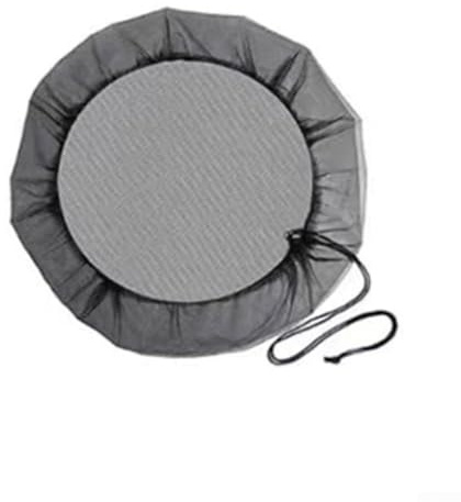 Yhenlovtt Copertura dell'acqua con cordoncino per – Rete a rete resistente per barili di pioggia da 60 a 100 cm, coperchio nero resistente ai raggi UV in PE per detriti, foglie e mosche (85 cm)