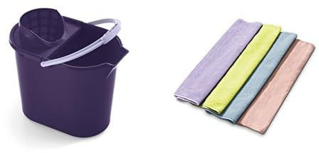 Mery | Set Cubo Ovalado Escurridor 12L + Bayeta Microfibra 4 u. | Limpieza Hogar | Azul/Blanco