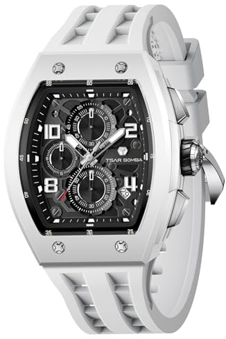TSAR BOMBA Luxusuhr für Herren mit Quarzwerk, leuchtendem Zifferblatt, 5 ATM wasserdicht, Silikonarmband – Business-Herrenuhr als Festtagsgeschenk