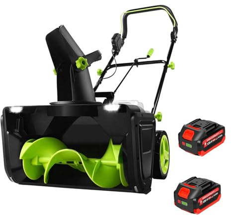 Souffleuse à neige sans fil avec puissance de 3500 W, machine électrique de déneigement avec design sans balais de 50,8 cm, goulotte réglable et double phares LED