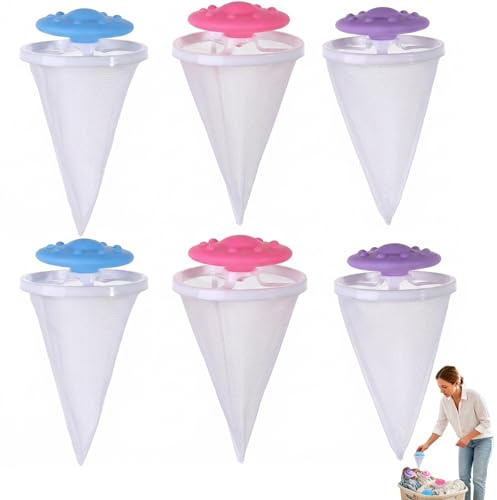6PCS Pet Hair Remover Washing Machine, Washing Machine Pet Hair Catcher, Dog Hair Remover Floating Hair Filtering Mesh Removal, for Pet Bedding and Clothing, Washing Machine Hair Filter