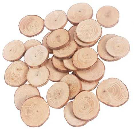 NESTINGHO 30 Pezzi Dischi Legno Naturale 3,5-4,5cm Rondelle Legno Levigate su Entrambi i Lati per Idee Decorative Matrimonio e Progetti Fai da Te