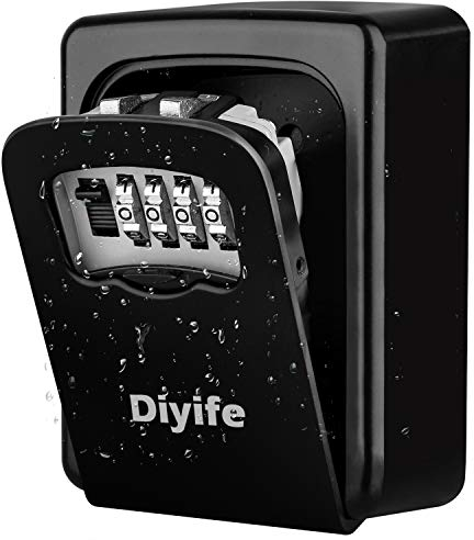 Diyife Key Lock Box, [Waterproof Version] Outdoor Key Safe Wall Mounted Weatherproof Lock Box for Keys Combination Key Cabinet Key Safe Box Wall Mounted for Home Garage School Airbnb