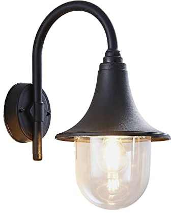 Outdoor Wall Light 'Nalevi' dimmable (Modern) in Black (1 Light Source, E27) from Lindby | Wall lamp for Exterior/Interior Walls, House, Terrace und Balcony