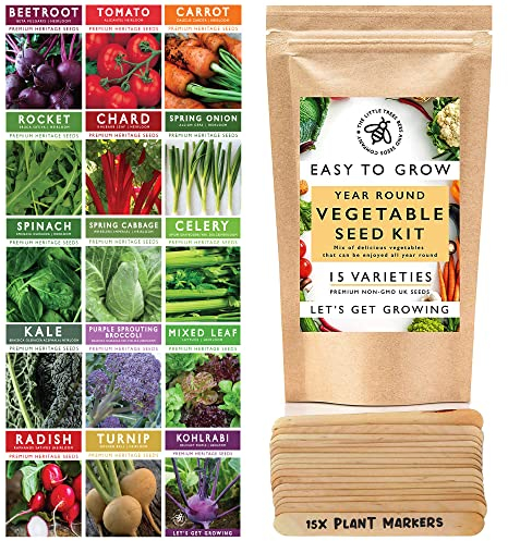 Vegetable Seeds Kit for Planting - 15 Heirloom Seed Varieties Included in This Grow Your Own Vegetable Seeds Pack, Ideal Gardening Gifts for Men and Women