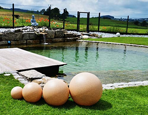 Trango 4er Set 234500S IP65 mit 20/30/40/50cm ? in Sandstein-Optik Gartenkugel *SANDSTONE* mit je 5 Meter Kabel & E27 Fassung Kugellampe Gartenleuchte Außenleuchte ohne Leuchtmittel
