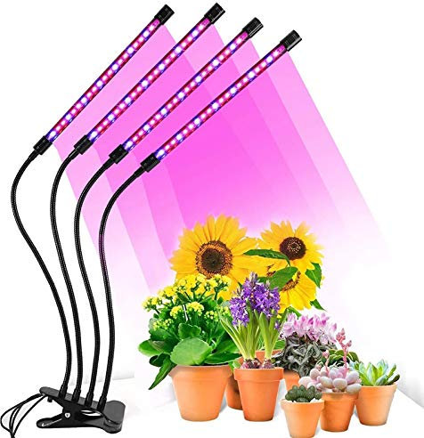 Plant Light, Grow Lights for Indoor Plants, Full Spectrum Led Plant Grow Light,9 Dimming Level & 4 Heads Grow Lamp with Timer 360°Adjustable Gooseneck, 3 Switch Mode for Seedlings And Succulents