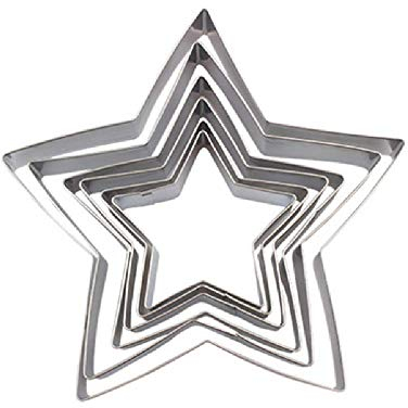 6 Pcs Cookie Cutter Set Stainless Steel Star Shaped Cutter for DIY Baking Cake Decoration
