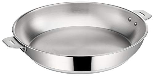 Lagostina Salvaspazio Poêle en Acier Inoxydable 18/10 Ø 26 cm, Casserole Induction, Gaz et Four jusqu'à 250 °C, Empilable et Simple à Ranger, Fond Lagotherm 3 Couches, Poignées avec Supports Rivetés
