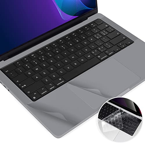 3-in-1 Handballenauflage Schutz für MacBook Pro 16 Zoll M2 M1 Pro/Max Chip 2023-2021 Modell A2485 A2780 mit TrackPad Cover, Palm Support Decal Sticker Skin mit Tastaturabdeckung, Space Grey