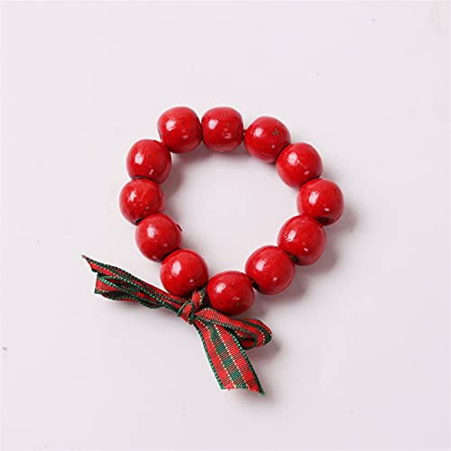 Serviette Ring Weihnachten Rotes Ribbon Perlen Serviette Schnalle Hotel Weiche Modell Raummöbel Geschirr Dekoration Zubehör (Color : Red)