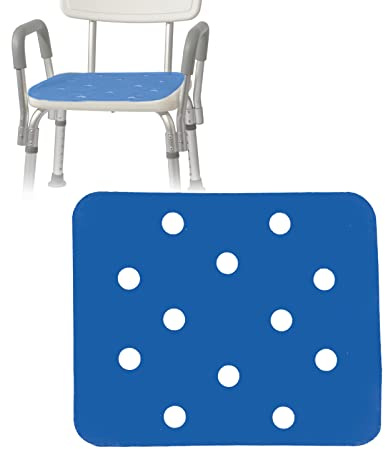 Bath Chair Seat Mat - Elderly Shower Bench Cushion Non-Slip EVA Foam Pad with Adhesive for Disabled Handicap Senior, Square (Not include Stool