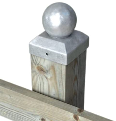 [FIXINGS DIRECT] Metal Fence Post Cap - Decorative Round Cap, Multiple Sizes & Colours (2x Silver (75x75mm))